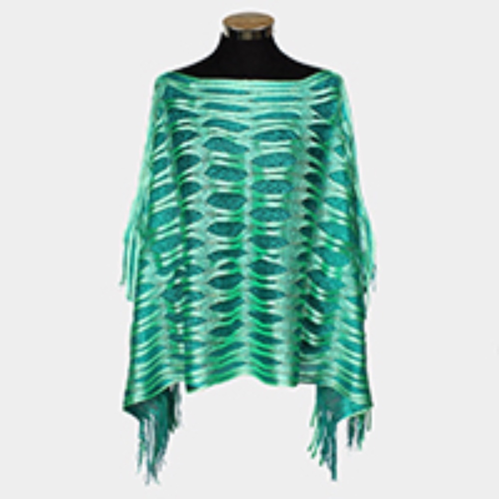 Fringe Metallic Poncho